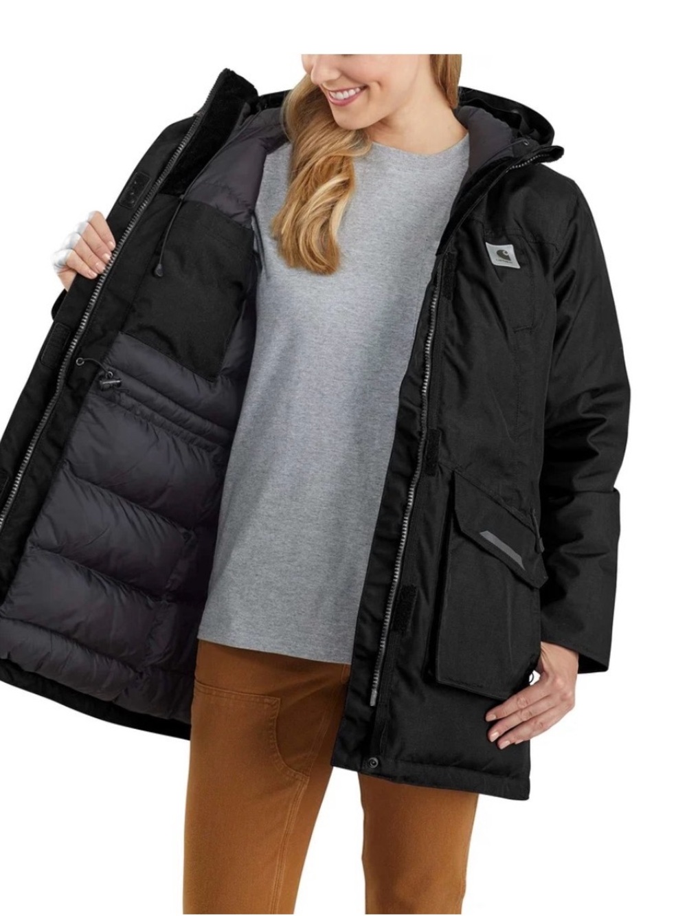 Carhartt Women's Black Hooded Insulated Puffer Coat